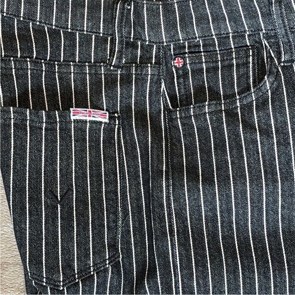 Hudson Rosalie High Rise Wide Leg Ankle Black w/ White Pinstripes Womens Size 25 - Picture 6 of 14